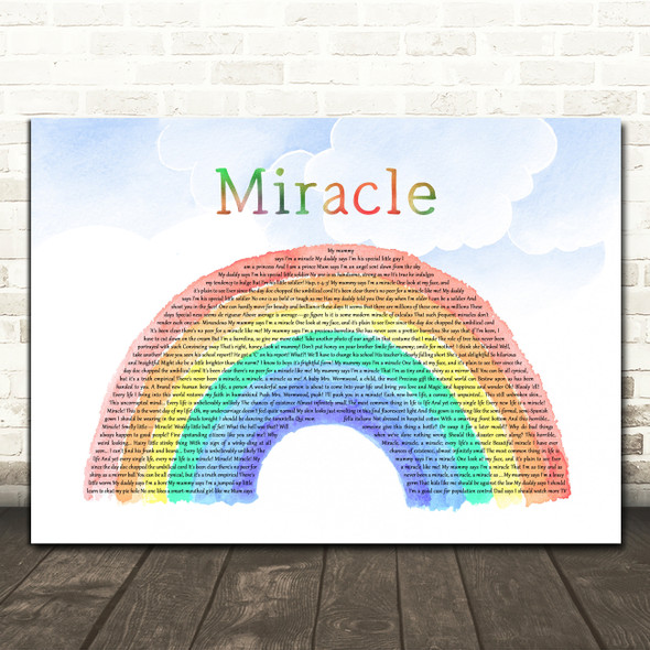 Matilda the Musical Miracle Watercolour Rainbow & Clouds Song Lyric Print