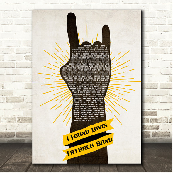 Fatback Band I Found Lovin' Rock Fist Hand Yellow Song Lyric Print