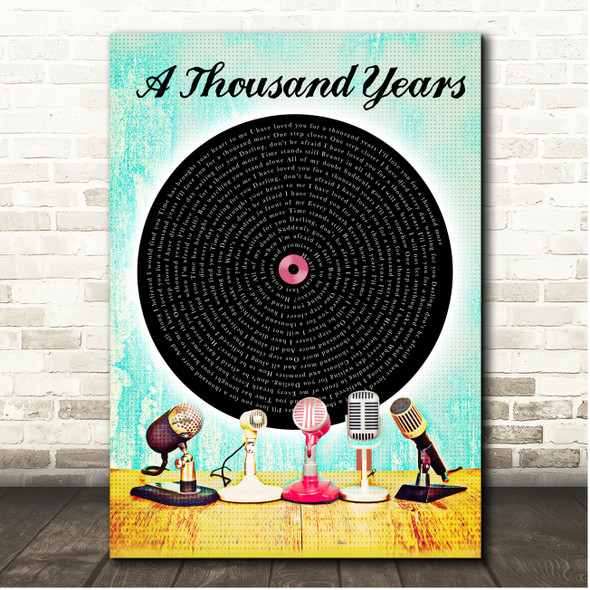 Christina Perri A Thousand Years Retro Microphone Vinyl Song Lyric Print