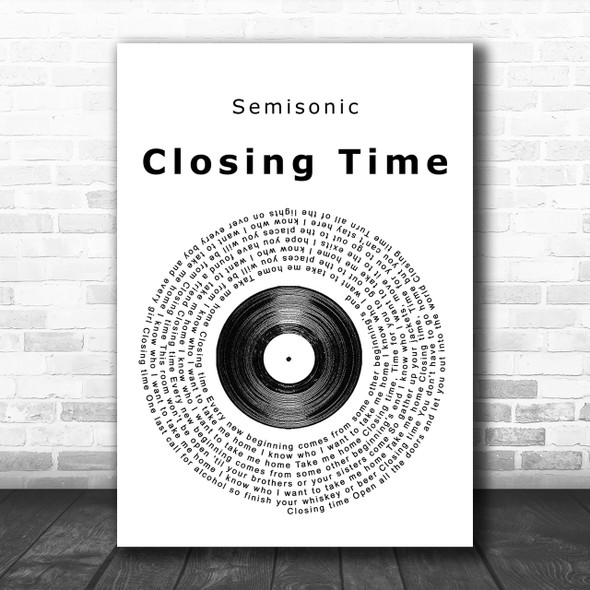 Semisonic Closing Time Vinyl Record Song Lyric Music Wall Art Print