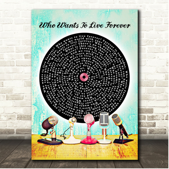 Queen Who Wants To Live Forever Retro Microphone Vinyl Song Lyric Print