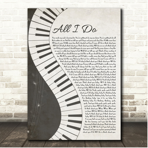 Stevie Wonder All I Do Rustic Grey Piano Script Song Lyric Print