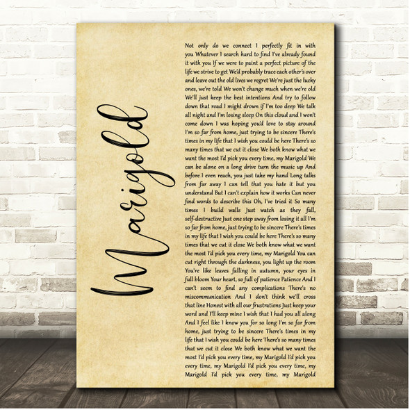 Chunk! No, Captain Chunk! Marigold Rustic Script Song Lyric Print