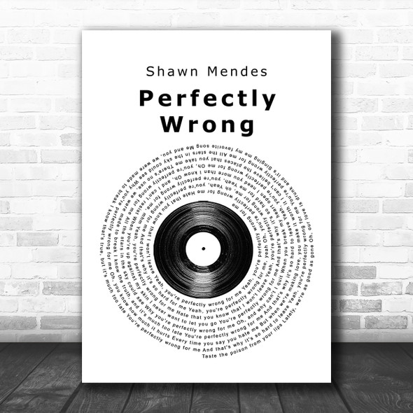 Shawn Mendes Perfectly Wrong Vinyl Record Song Lyric Music Wall Art Print