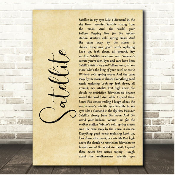 Dave Matthews Band Satellite Rustic Script Song Lyric Print