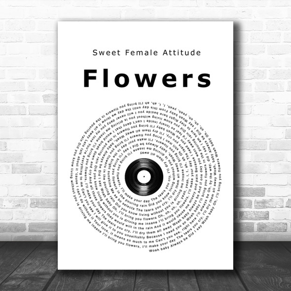 Sweet Female Attitude Flowers Vinyl Record Song Lyric Music Wall Art Print