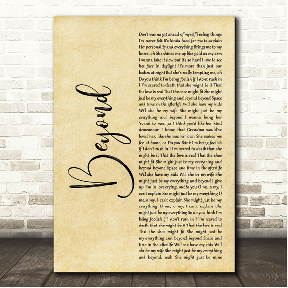 Leon Bridges Beyond Rustic Script Song Lyric Print