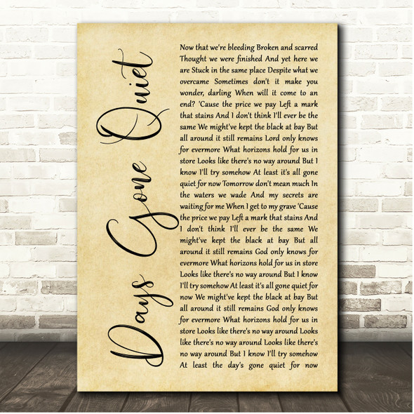 Lewis Capaldi Days Gone Quiet Rustic Script Song Lyric Print