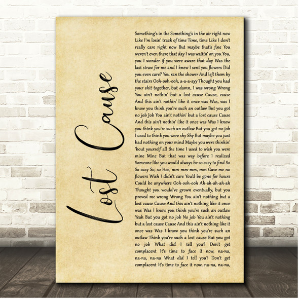 Billie Eilish Lost Cause Rustic Script Song Lyric Print