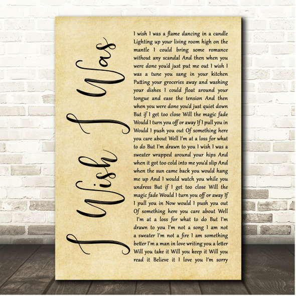 The Avett Brothers I Wish I Was Rustic Script Song Lyric Print