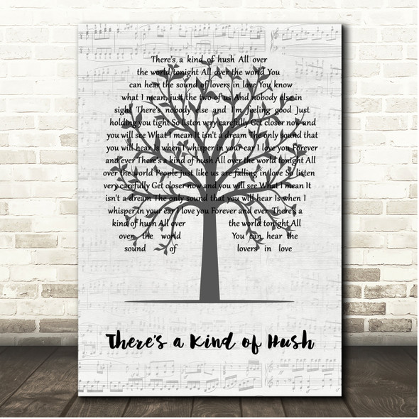 Carpenters Theres a Kind of Hush Music Script Tree Song Lyric Print