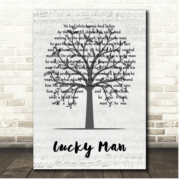 Emerson, Lake & Palmer Lucky Man Music Script Tree Song Lyric Print