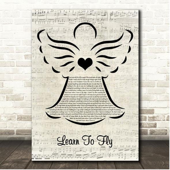 Foo Fighters Learn To Fly Music Script Angel Song Lyric Print