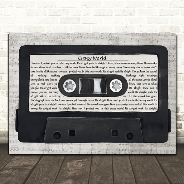 Aslan Crazy World Music Script Cassette Tape Song Lyric Print