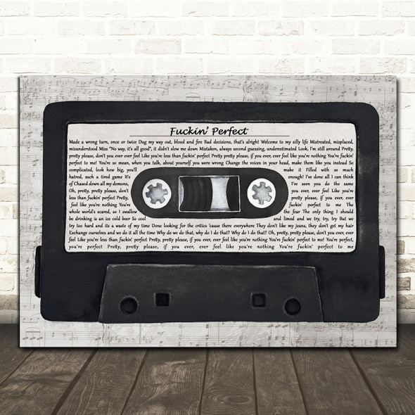 P!Nk Fuckin Perfect Music Script Cassette Tape Song Lyric Print