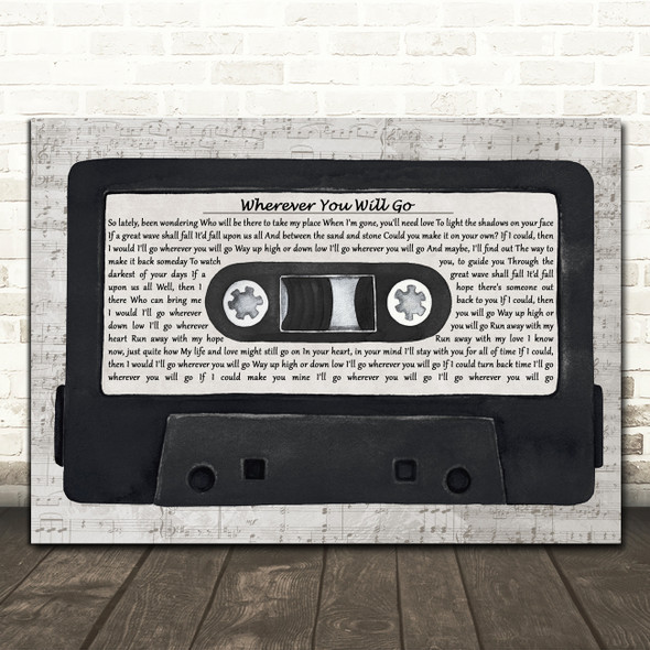 The Calling Wherever You Will Go Music Script Cassette Tape Song Lyric Print