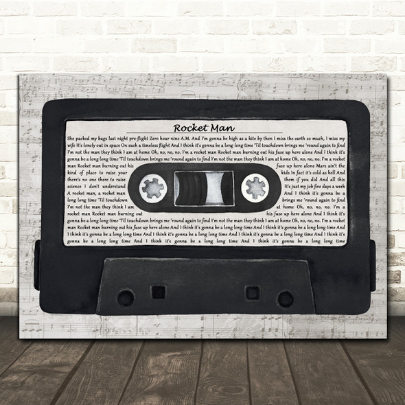 Elton John Rocket Man Music Script Cassette Tape Song Lyric Print