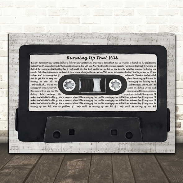 Kate Bush Running Up That Hill Music Script Cassette Tape Song Lyric Print