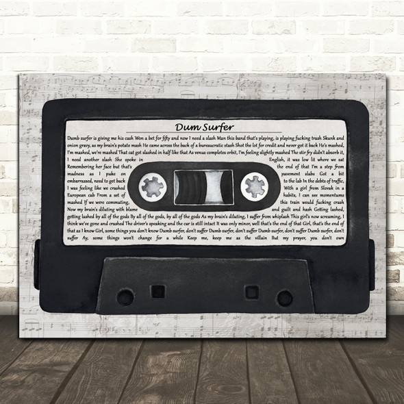 King Krule Dum Surfer Music Script Cassette Tape Song Lyric Print
