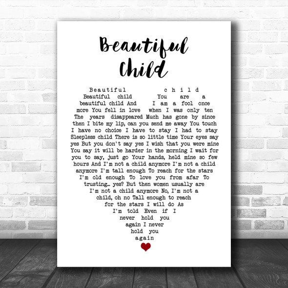 Beautiful Child Fleetwood Mac Song Lyric Heart Music Wall Art Print