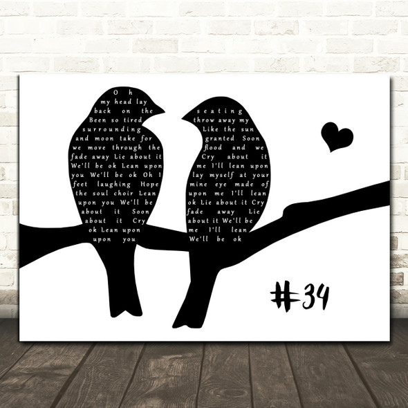 Dave Matthews #34 Black & White Lovebirds Song Lyric Print