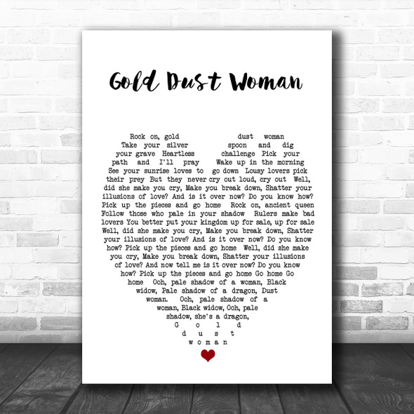 Gold Dust Woman Fleetwood Mac Song Lyric Heart Music Wall Art Print