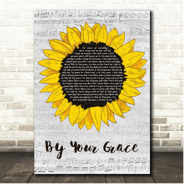 Cody Johnson By Your Grace Script Sunflower Song Lyric Print