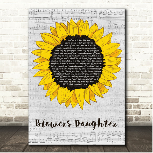 Damien Rice Blowers Daughter Script Sunflower Song Lyric Print