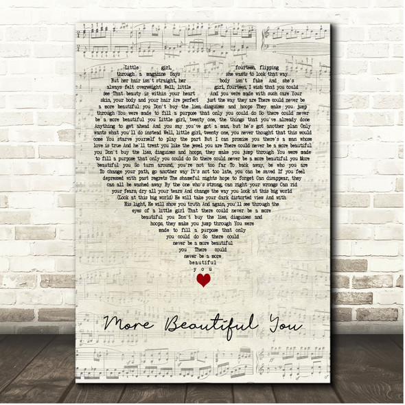 Jonny Diaz More Beautiful You Script Heart Song Lyric Print