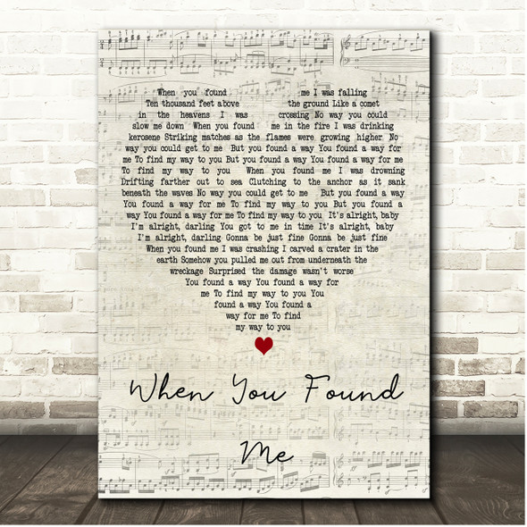 Lucero When You Found Me Script Heart Song Lyric Print
