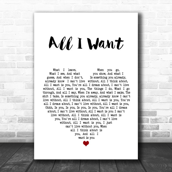 Staind All I Want Heart Song Lyric Music Wall Art Print