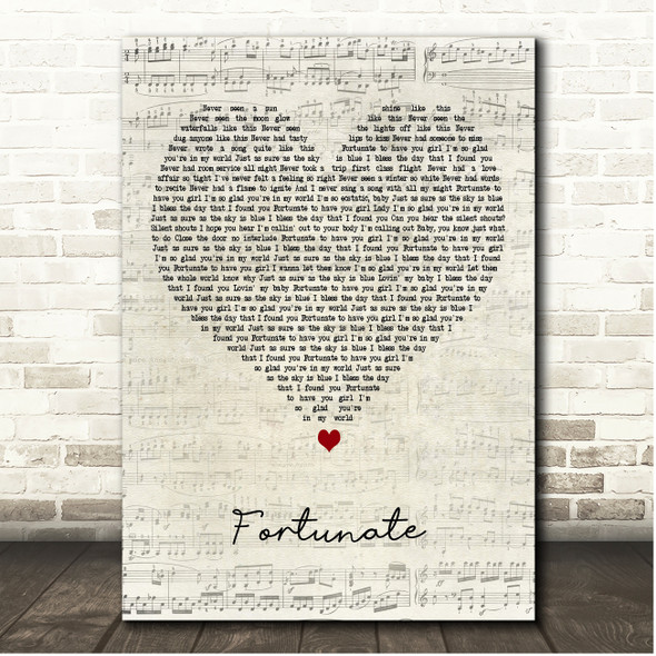 Maxwell Fortunate Script Heart Song Lyric Print