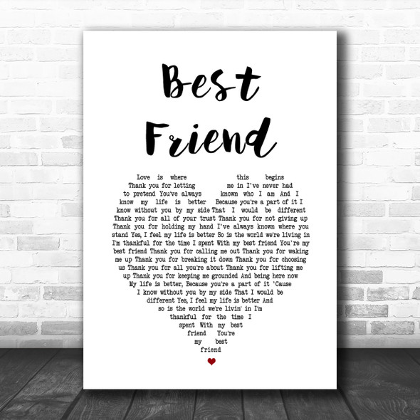 Jason Mraz Best Friend Heart Song Lyric Music Wall Art Print