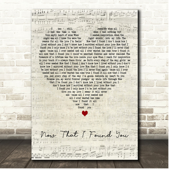 Michael Bolton Now That I Found You Script Heart Song Lyric Print