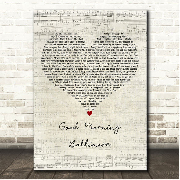 Original Broadway Cast Of Hairspray Good Morning Baltimore Script Heart Song Lyric Print