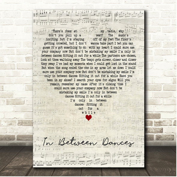 Pam Tillis In Between Dances Script Heart Song Lyric Print