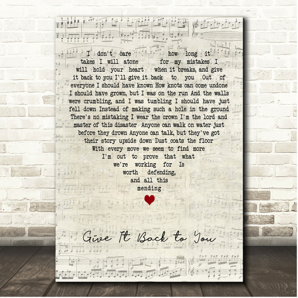 Barenaked Ladies Give It Back to You Script Heart Song Lyric Print