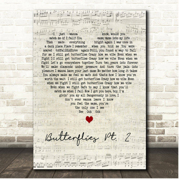 Queen Naija Butterflies Pt. 2 Script Heart Song Lyric Print