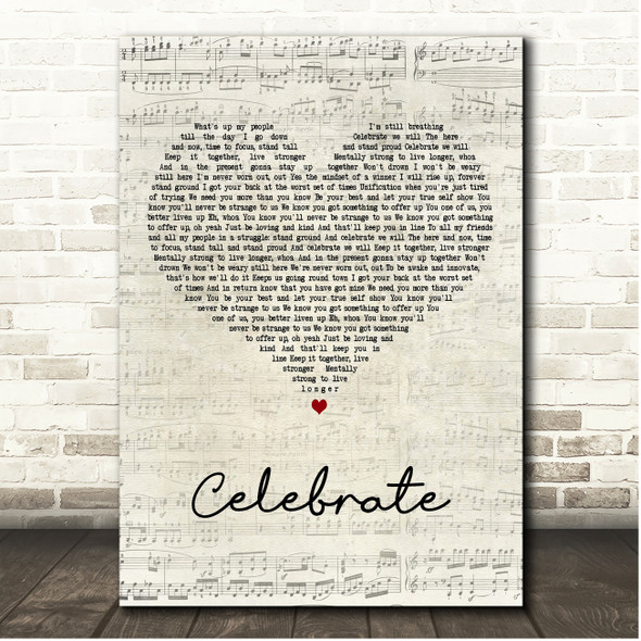 Rebelution Celebrate Script Heart Song Lyric Print