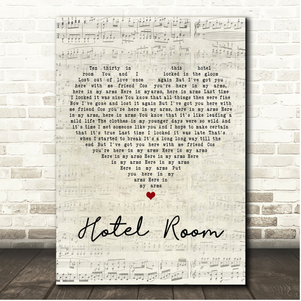 Richard Hawley Hotel Room Script Heart Song Lyric Print