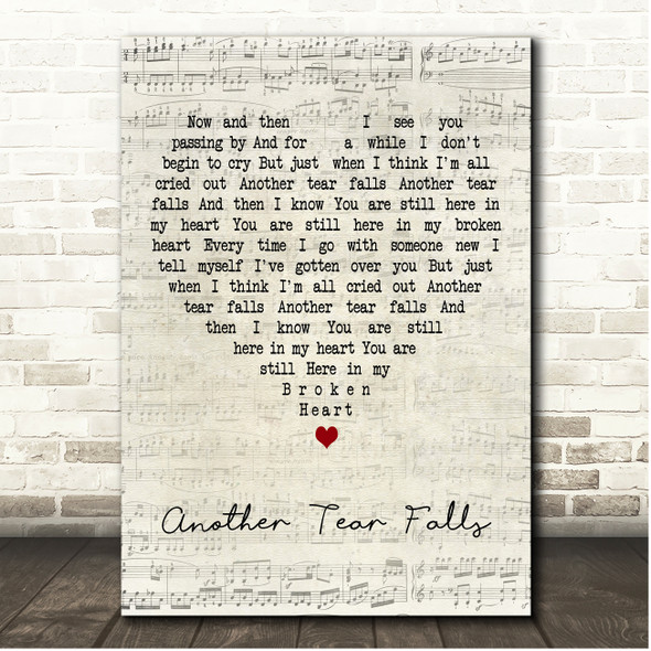 Scott Walker Another Tear Falls Script Heart Song Lyric Print