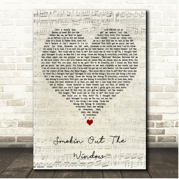 Silk Sonic Smokin Out The Window Script Heart Song Lyric Print