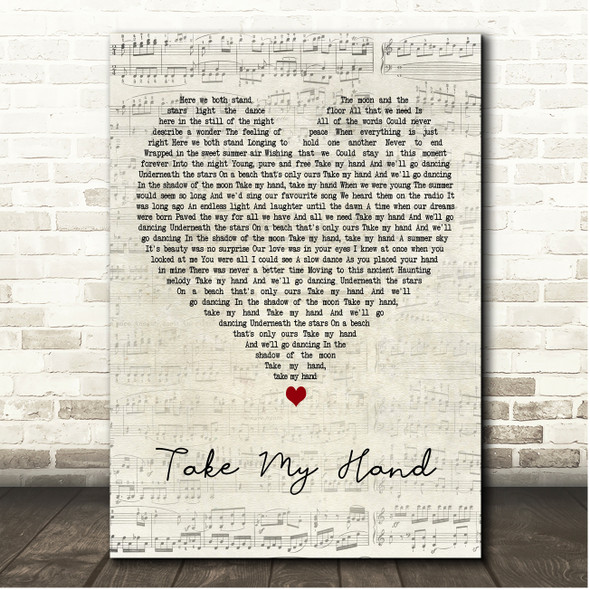Skerryvore Take My Hand Script Heart Song Lyric Print