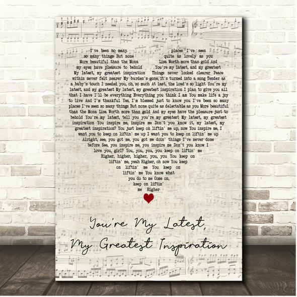 Teddy Pendergrass Youre My Latest, My Greatest Inspiration Script Heart Song Lyric Print