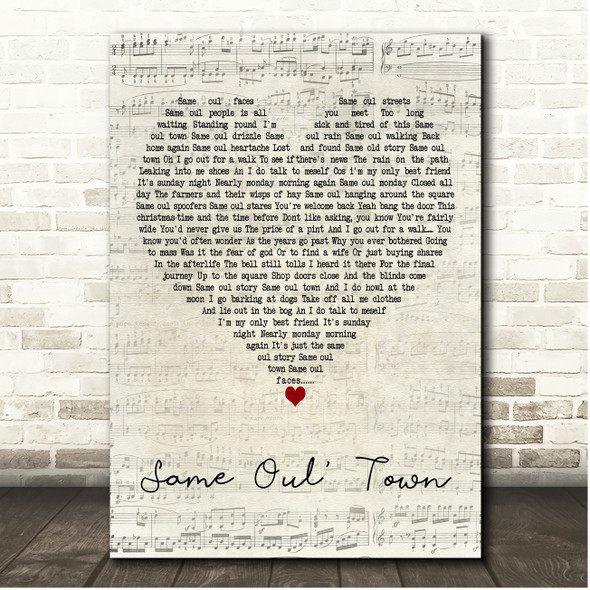 The Saw Doctors Same Oul Town Script Heart Song Lyric Print