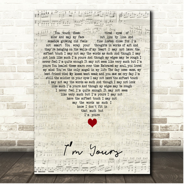 The Script Im Yours Script Heart Song Lyric Print