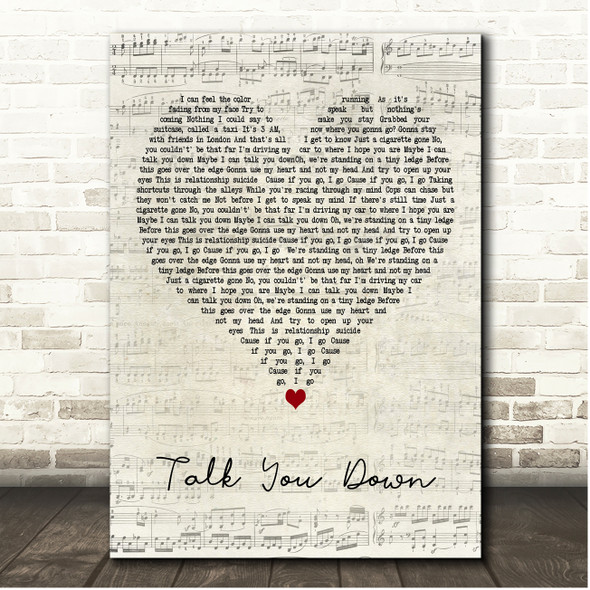 The Script Talk You Down Script Heart Song Lyric Print