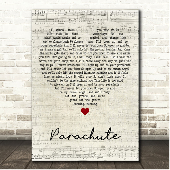 Train Parachute Script Heart Song Lyric Print