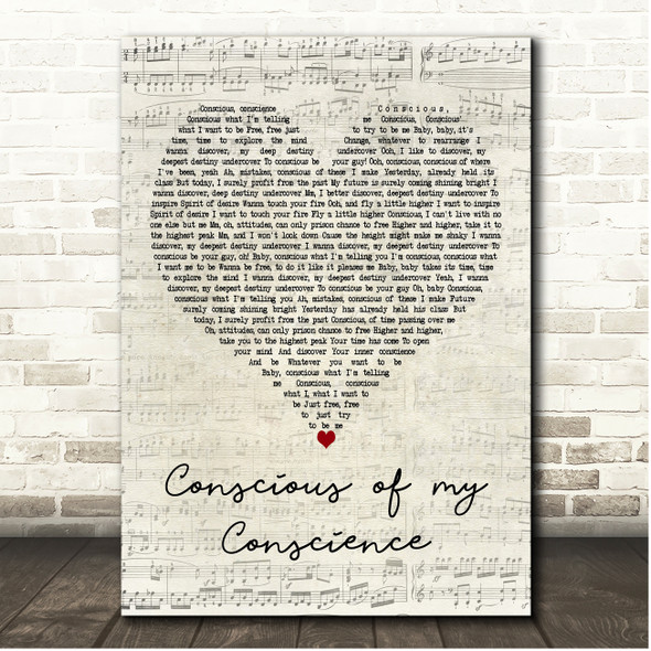 Womack & Womack Conscious of my conscience Script Heart Song Lyric Print