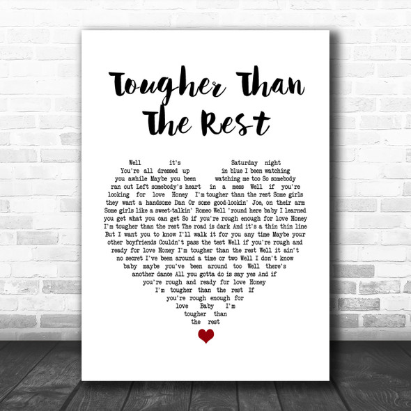 Bruce Springsteen Tougher Than The Rest White Heart Song Lyric Music Wall Art Print